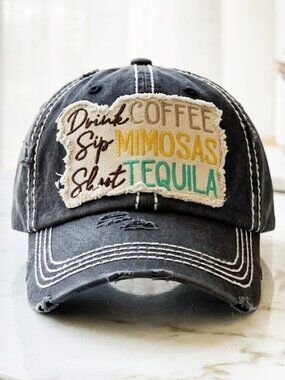 Ladies Dark Grey Coffee Mimosas Tequila Baseball Hat